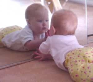 baby at mirror