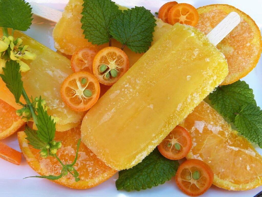 Los helados de frutas sin azúcar los puedes incorporar en la alimentación de los niños en verano para mantenerlos frescos.